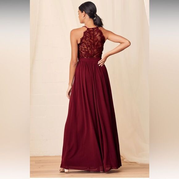 Lulus Love Spell Burgundy Lace-Back Maxi Dress - Picture 1 of 15
